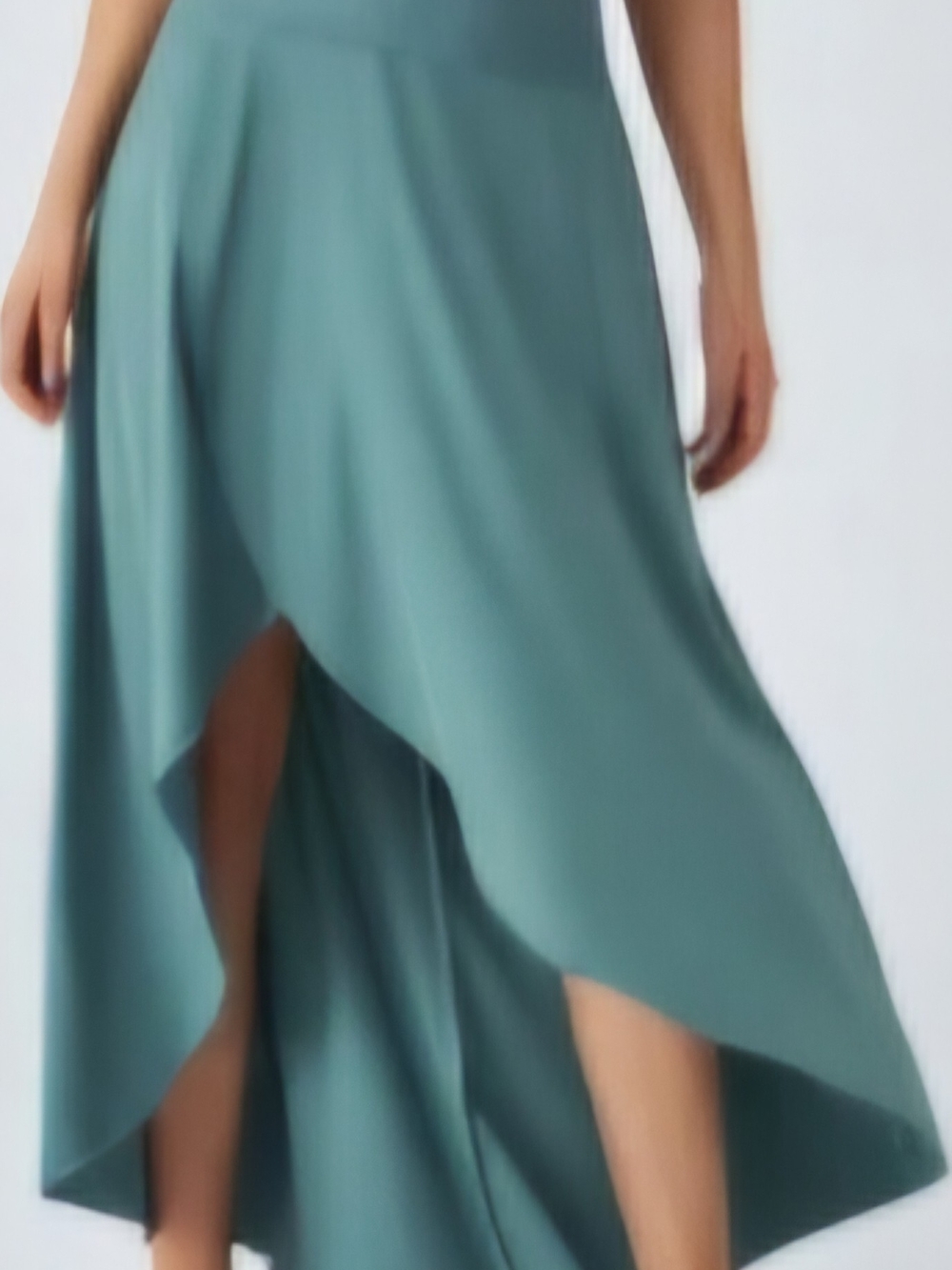 HALARA Teal Asymmetric High-Low Skirt